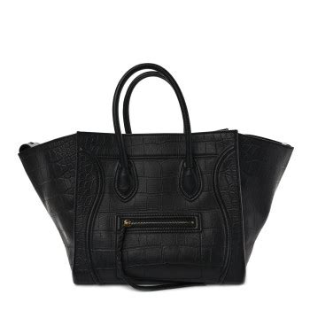 CELINE Calfskin Crocodile Embossed Medium Phantom 